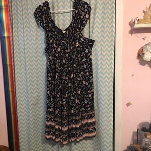 Cato plus size boho floral print off shoulder midi dress 26/28W